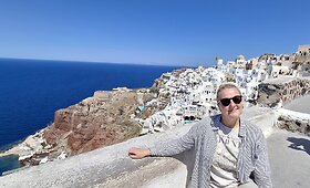 Oksanos vie&scaron;nagė Santorine