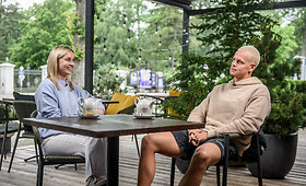 Danas Rap&scaron;ys Justės Zinkevičiūtės laidos filmavime