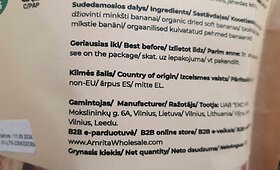 Džiovintų bananų pakuotė