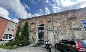 Pastatas Rygoje, kuriame Lietuvos krep&scaron;inio rinktinė laimėjo 1937 m. Europos čempionatą