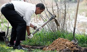 Barackas Obama sodina medelį