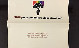 Krik&scaron;čioni&scaron;kosios kultūros instituto lankstinukas &bdquo;STOP propagandinėms gėjų eitynėms!&ldquo;