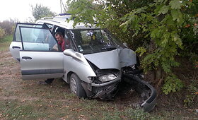 Avarija Gudų kaime: girto vyro vairuojamas automobilis &bdquo;Renault&ldquo; &bdquo;pabučiavo&ldquo; medį