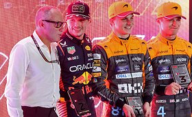 S.Perezo, N.Hulkenbergo, E.Ocono avarija Kataro Formulės 1 sprinte