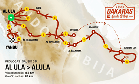 Dakaras 2024 m. Greičio ruožų žemėlapiai
