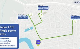 Automobilių parkavimas ir vie&scaron;asis transportas Upės festivalio metu Vilniuje