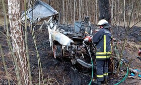 Vilniaus rajone automobilis po smūgio į medį sudegė su vairuotoju viduje