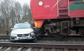 Traukinio Klaipėda&ndash;Vilnius ir automobilio &bdquo;Opel Omega&ldquo; susidūrimas