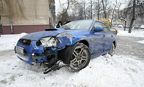 Sporti&scaron;kas  &bdquo;Subaru Impreza WRX&ldquo; po avarijos