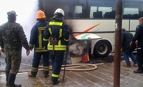 Autobuso gaisras greitkelyje