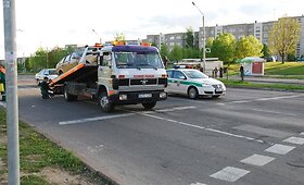 Pensininkės VW po avarijos Justini&scaron;kių gatvėje