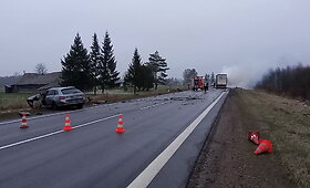 Avarija kelyje &bdquo;Via Baltica&ldquo; virto dideliu gaisru