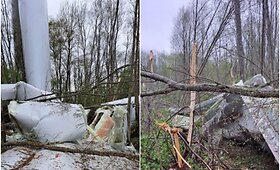 Akmenės rajone nuvirtusi vėjo jėgainė