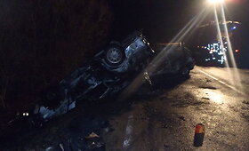 &Scaron;alčininkų rajone sudegė susidūrę automobiliai