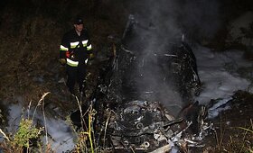 Po avarijos Pagėgių savivaldybėje automobilis sudegė