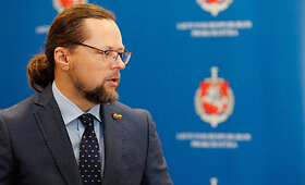 Spaudos konferencija Kauno prokuratūroje dėl stambios kontrabandos ir narkotikų