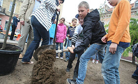 Tarptautinę vaikų gynimo dieną Vilniaus vaikai sodino krūmelius
