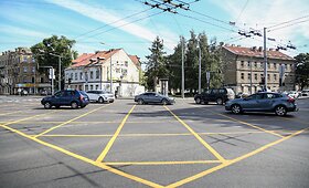 Geltonais kvadratais paženklinta Vilniaus sankryža