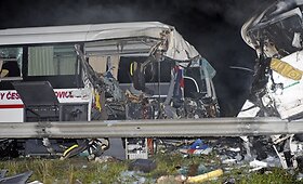 Turistinio autobuso ir vilkiko avarija Vengrijoje