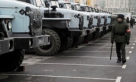 Rusijos vidaus kariuomenės padaliniai budi Maskvos centre