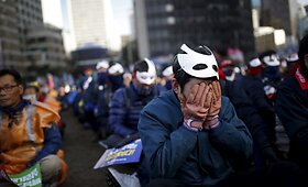 Seule protestuotojai reikalavo prezidentės atsistatydinimo