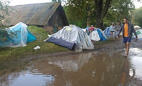 Palapinių miestelis Karklės festivalyje &ndash; kaip po tvano