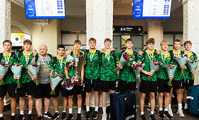 Lietuvos U16 vaikinų rinktinės sutiktuvės Vilniaus oro uoste