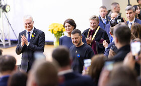 Volodymyro Zelenskio ir Gitano Nausėdos apsilankymas Ukrainos centre