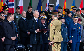 Simbolinio Baltijos oro erdvės rakto perdavimo ceremonija pažyminti NATO oro policijos misijos Baltijos &scaron;alyse 20-metį.