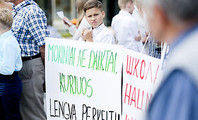 Vietoj pamokų ir knygų &ndash; piketas ir plakatai