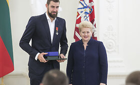 Valstybės apdovanojimų Lietuvos vyrų krep&scaron;inio rinktinei teikimo ceremonija