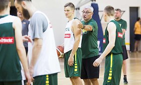 Lietuvos vyrų krep&scaron;inio rinktinės treniruotė prie&scaron; rungtynes su Tuniso rinktine