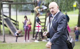 Mitingas prie&scaron; Rusijos tęsiamą okupaciją kaimyninėje Gruzijoje