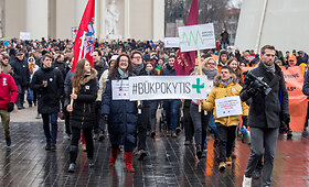 Protestuojančių medikų susitikimas su ministru A.Veryga Katedros aik&scaron;tėje