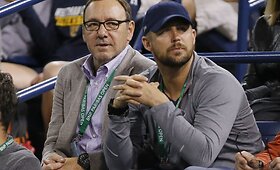 Teniso mėgėjas Kevinas Spacey stebėjo Novako Džokovičiaus kovą