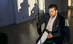 Merūnas Vitulskis ir  Donatas Montvydas socialinės reklamos filmavime