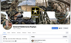 &bdquo;Facebook&ldquo; &ndash; de&scaron;imtys netikrų kariuomenės vado generolo Valdemaro Rup&scaron;io paskyrų