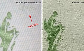 Kadrai i&scaron; įra&scaron;o ir realus 100 eurų banknoto vaizdas