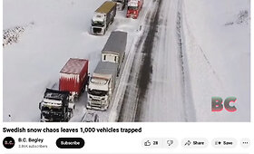 &Scaron;iaurės &scaron;alyse at&scaron;alus ir kilus pūgai, sausio pradžioje susidarė didžiulės transporto spūstys