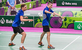 Badmintonininkų Povilo Bartu&scaron;io ir Alano Plavino pasirodymas Europos žaidynėse