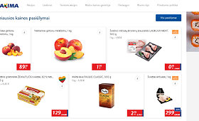 Kainų &scaron;uolis &bdquo;Maximos&ldquo; internetinėje svetainėje Maxima.lt