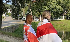Baltarusijos palaikymo piketas prie Rusijos ambasados Vilniuje