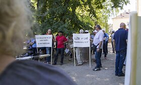 Protesto akcija prie Lietuvos žydų bendruomenės būstinės Vilniuje
