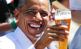 Liaudi&scaron;kas Baracko Obamos priėmimas Vokietijoje