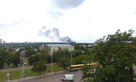 Vilniečiai sunerimo dėl i&scaron; buvusio Vilniaus Kelių policijos pastato kylančių dūmų