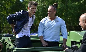 Andrius Pauliukevičius kino juostos &bdquo;Dėdė, Rokas ir Nida&ldquo; filmavimo aik&scaron;telėje
