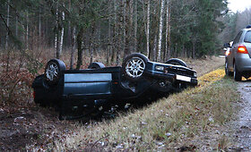 Panevėžio rajone apsivertė BMW