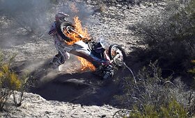 Penktajame Dakaro ralio etape sudegė Paulo Goncalveso motociklas