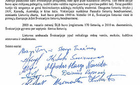 Seimo narių ir &Scaron;veicarijos lietuvių bendruomenės pirmininkės pasira&scaron;yti kreipimaisi premjerui ir užsienio reikalų ministrui