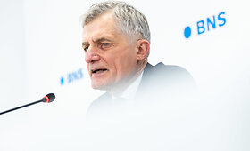 Klaipėdos valstybinio jūrų uosto vadovo Algio Latako spaudos konferencija